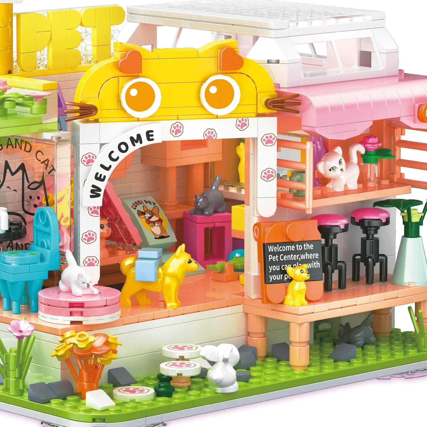 الإبداعية DIY بها بنفسك متجر الحيوانات الأليفة كتل الطوب نموذج كلب القط منزل اللبنات ألعاب أطفال أطفال ألعاب تعليمية ديكور المنزل الهدايا #2