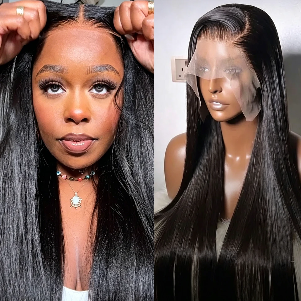 13x6 Lace Front Perücken aus Echthaar, glatt, vorgezupft, natürlicher Haaransatz, brasilianisches Echthaar, Frontalperücke für den täglichen Gebrauch