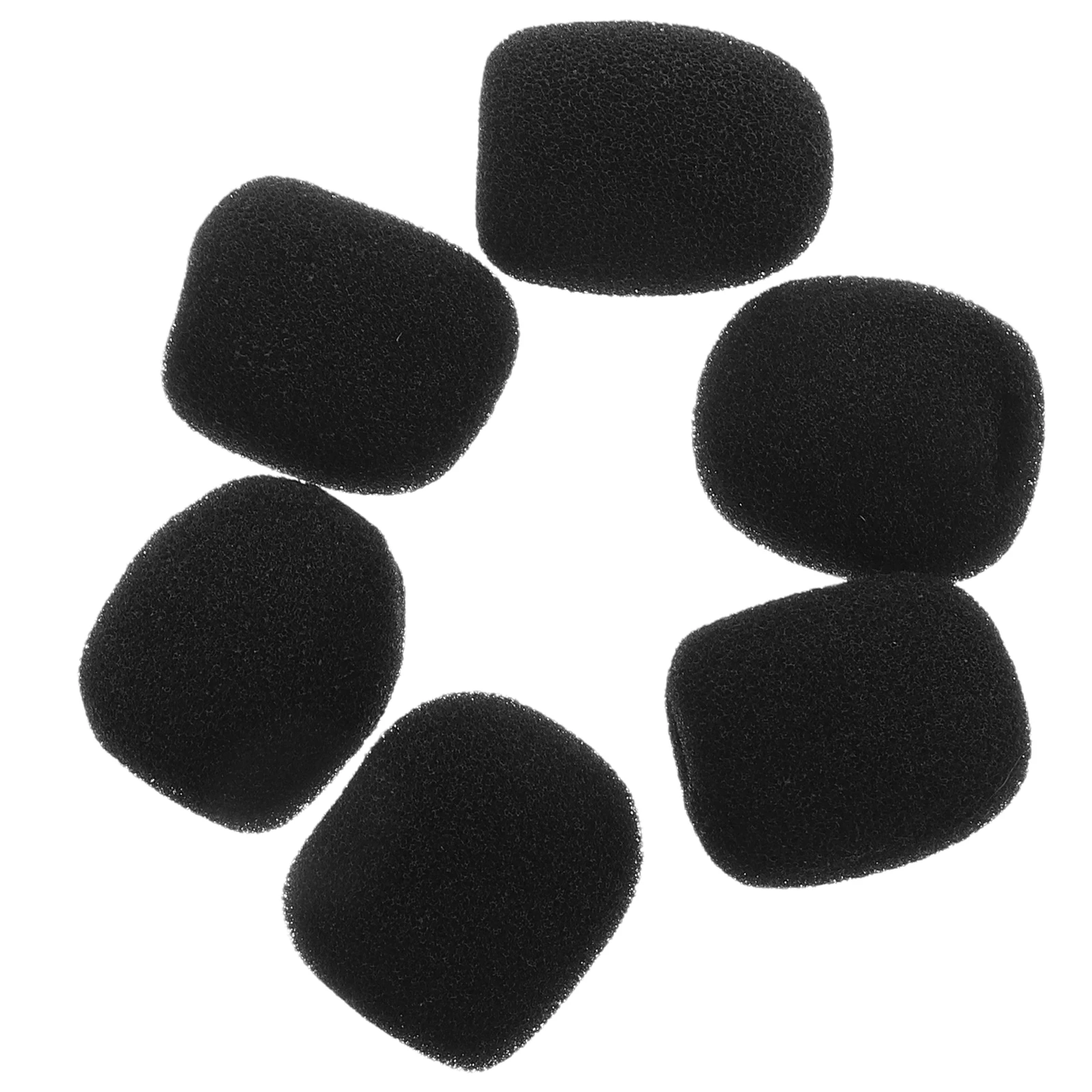 

6pcs Small Microphone Windshield Protector Lavalier Windscreen Headset Foam Wireless Black Sponge Dust Protection Conference Use