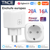 TNCE Tuya WiFi or Zigbee3.0 Smart EU Plug 16/20A With Timing Function Power Monitor,APP Voice Control,Work for Alexa Google Home