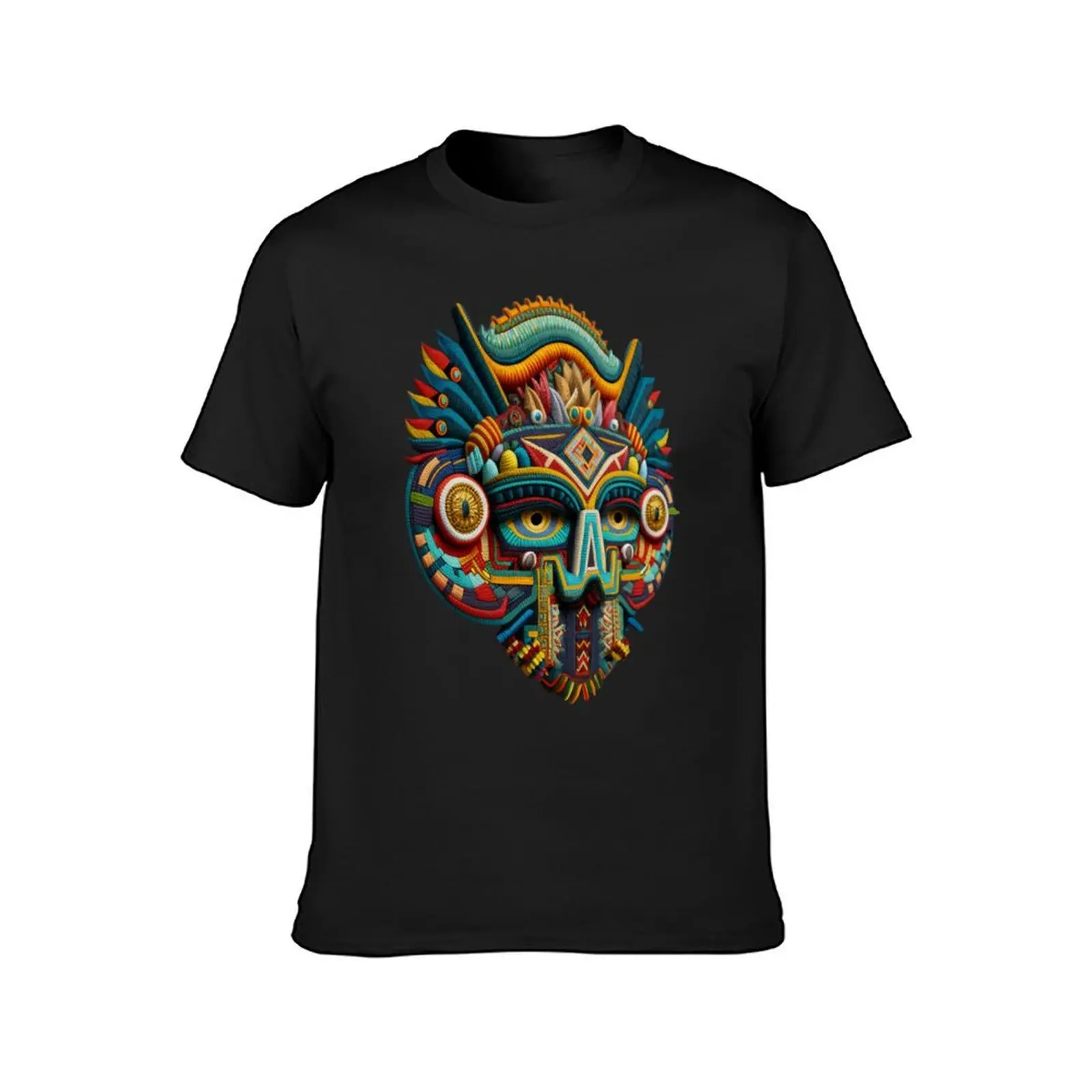 KUKULKAN mayan god deluxe design made of embroidery textile T-Shirt heavyweights kawaii clothes cute clothes men t shirts