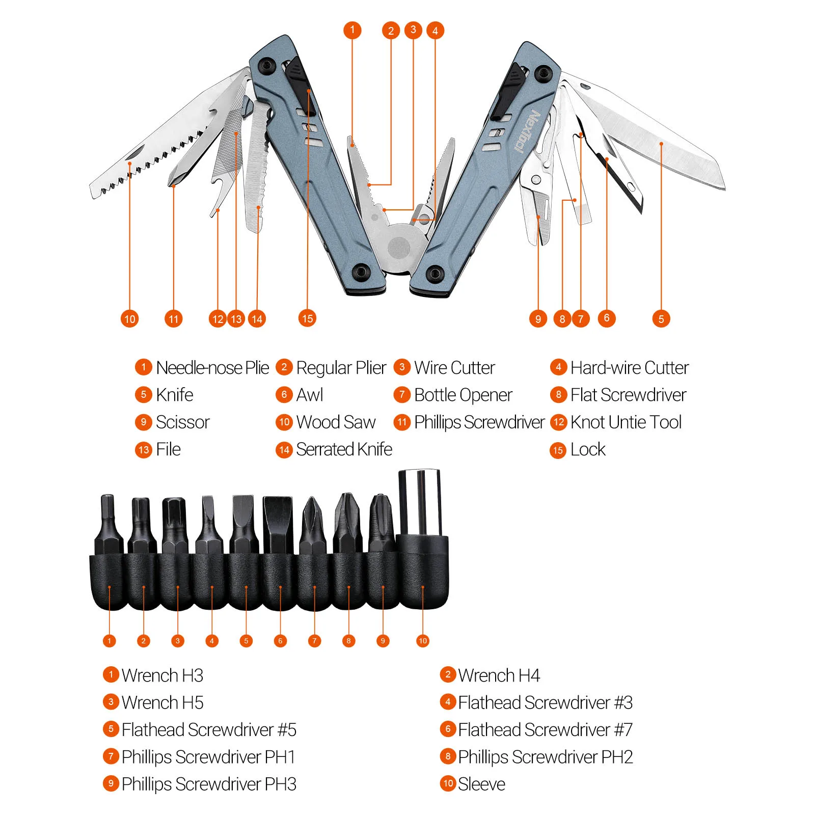 Nextool 14 In 1 Multi-Tool Knife Sailor Pro Outdoor Survival Tools Tactical Multitool Woodworking Saw Multi Pocket Tool Scissors