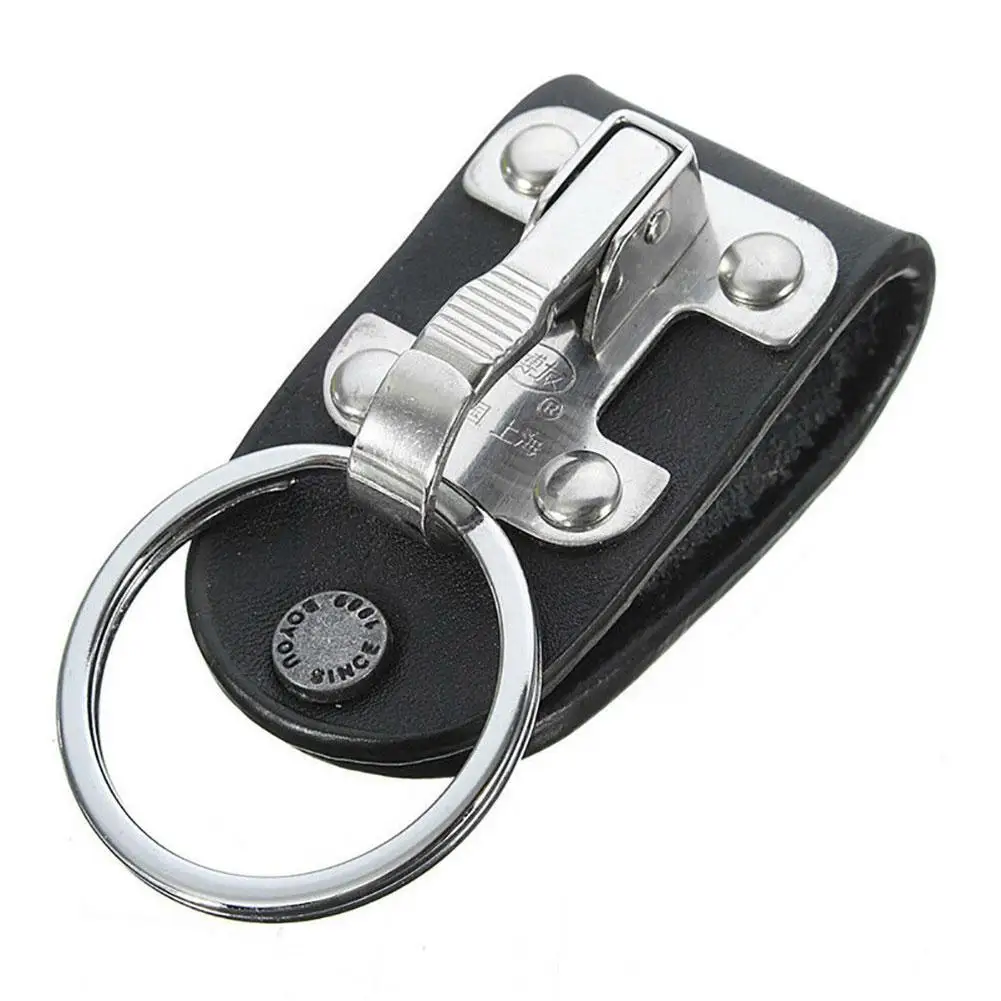 Detachable Key Chain Men Black PU Leather Accessories For Business Keyring Keyring Clip Belt Steel Holder X5Q1