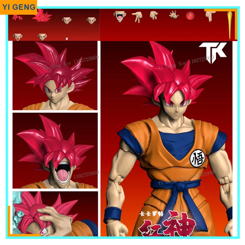 Tkdiy Tkcustom Tk Dragon Ball Shf Super Saiyan God Son Goku Red Hair Ssj Accessories Kit Anime Action Figure Model Doll Toy Gift