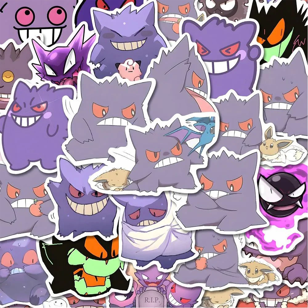 10/20/40/80pcs Cute Anime Pokemon Gengar Stickers Funny Cartoon Kids Sticker Toy DIY Phone Case Suitcase Laptop Graffiti Decals