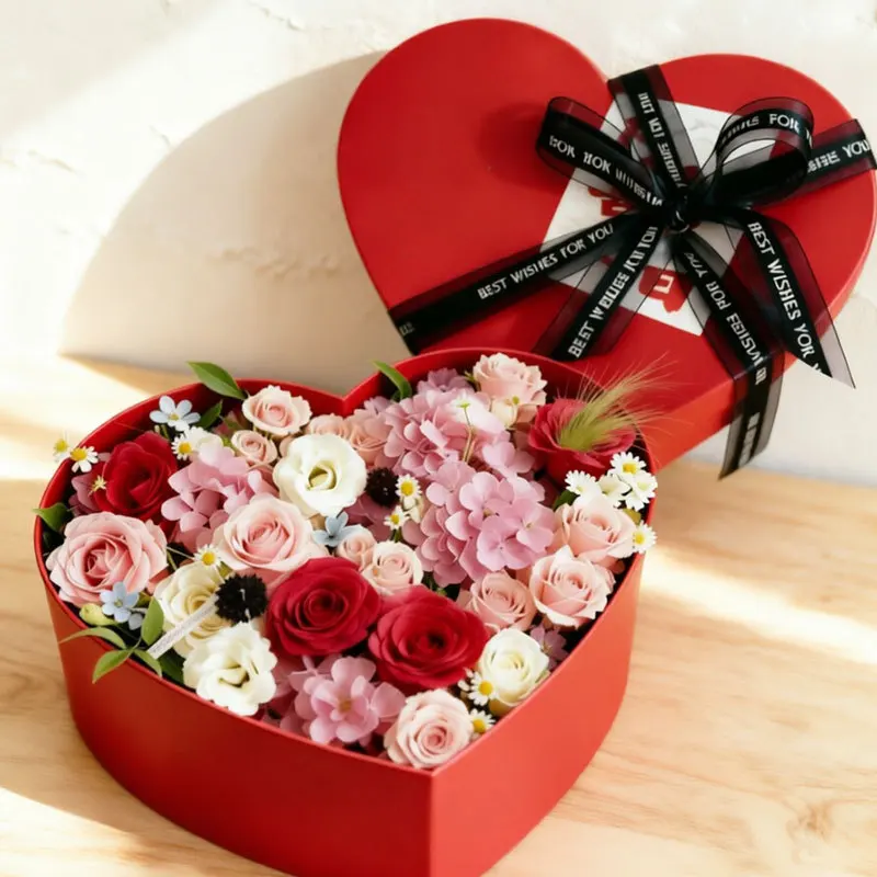 Heart Shaped Bow Kraft Paper Boxes High End Holiday Souvenir Doll Gift Box Baking Bread Dessert Packaging Case Thicken Durable