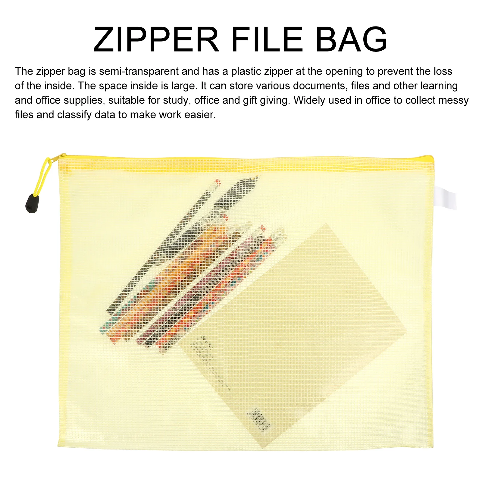 

10pcs A3 PVC Document Bags Zipper Pouches File Holders Mesh Filing Folders Office School ganizer Storage Travel
