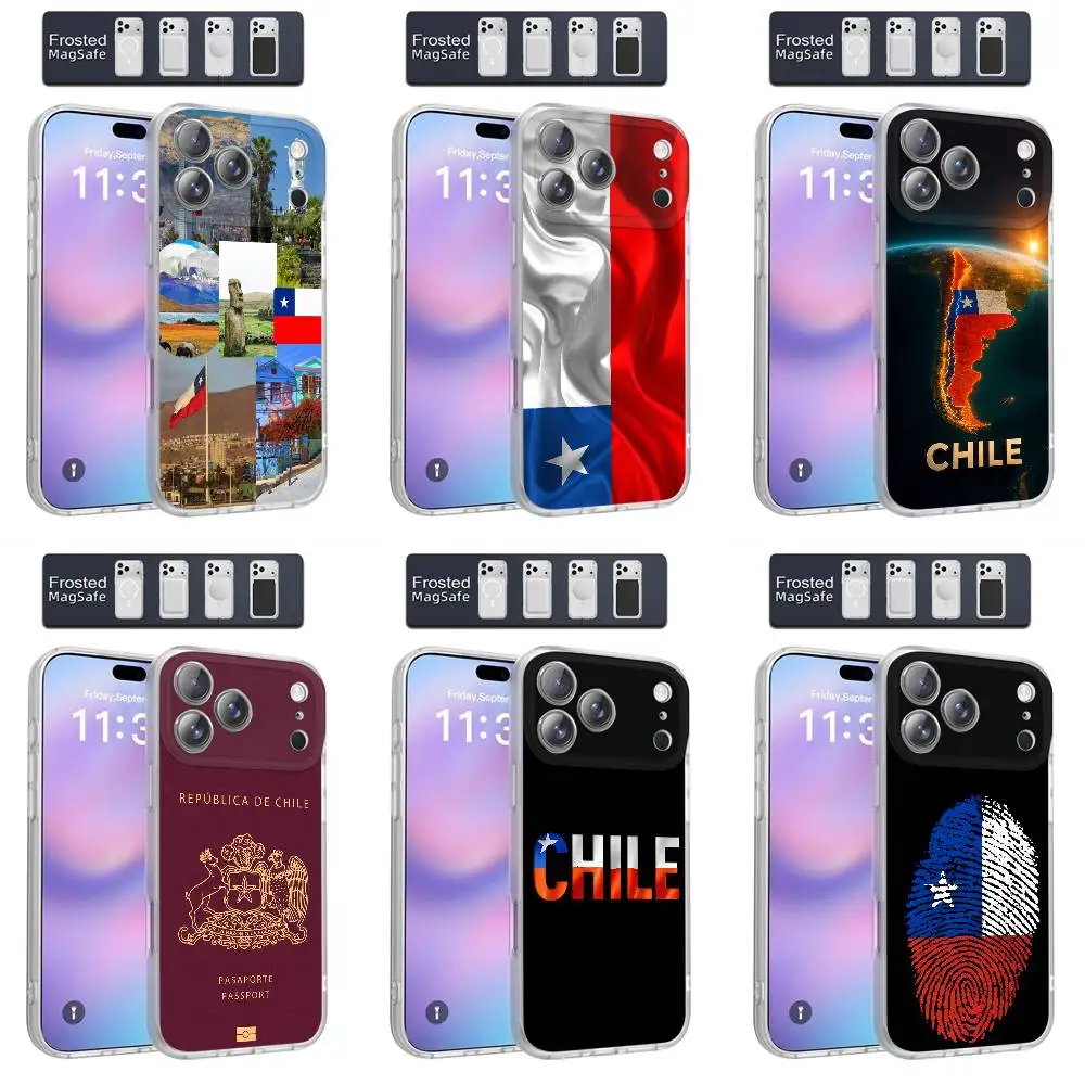 

Chile Passport Flag Map Phone Case For iPhone 17,16,15,14,13,12,11,Pro,Max,Plus,E,Air,Mini Magnetic Magsafe Frosted Clear
