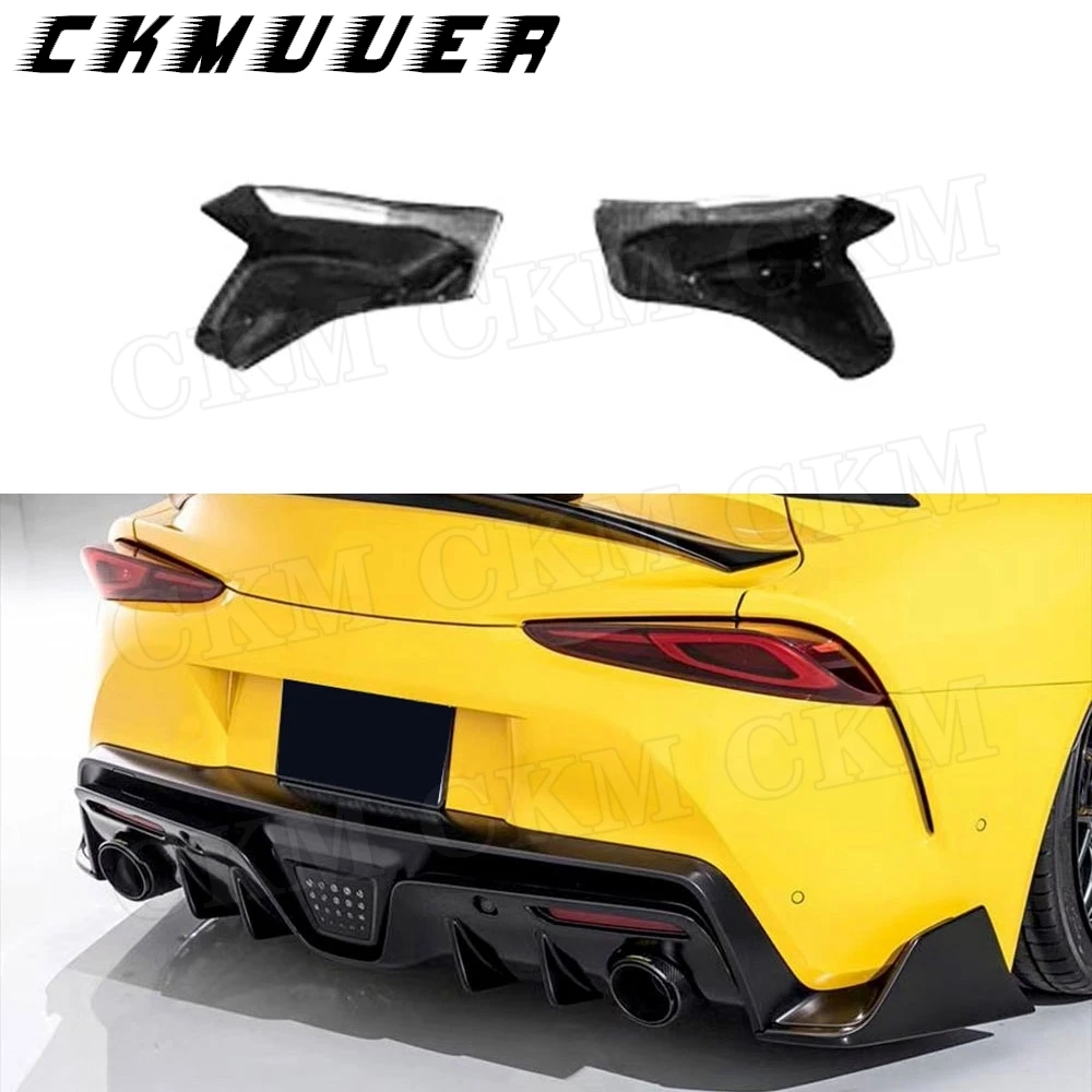 

CKMUUER Carbon Fiber Rear Bumper Splitters Rear Diffuser Lip Flaps Apron for Toyota Supra A Style 2019 2020 FRP Black