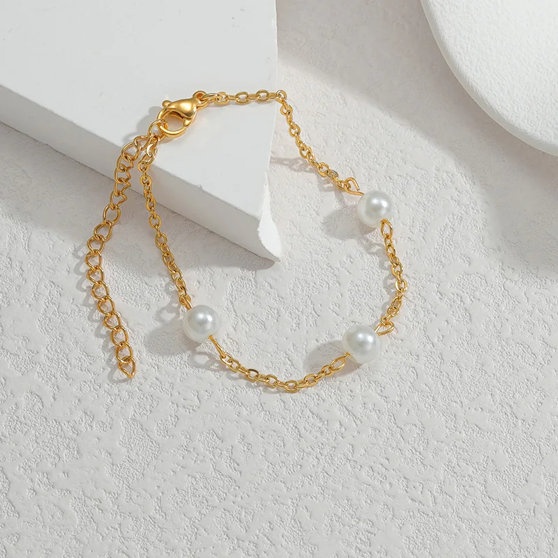 Spark Hot Sell Sunflower Pentagram Pearl Accessories Bracelet Stainless Steel Gold Color For Women Brithday Gift