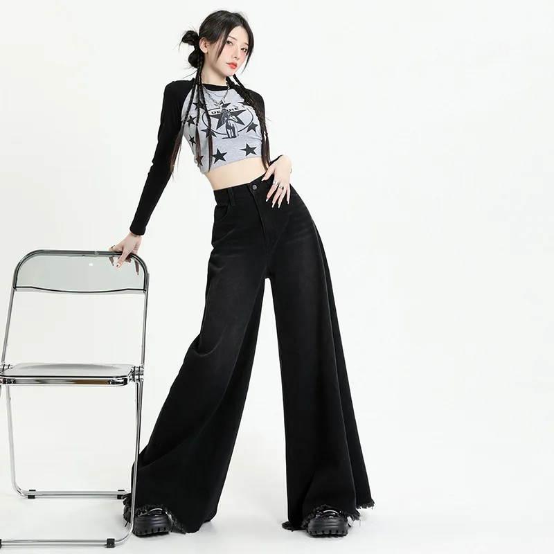 

Джинсы женские джинсовые широкие брюки уличная одежда с высокой талией винтажные потертые карманы женские свободные брюки длиной до пола