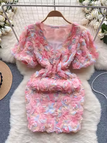 Elegant And Chic Dress Party Night Evening Gown 3D Flower Bodycon Dress Fashion Vestidos Slim Luxury Elegant Party Dresses 2025