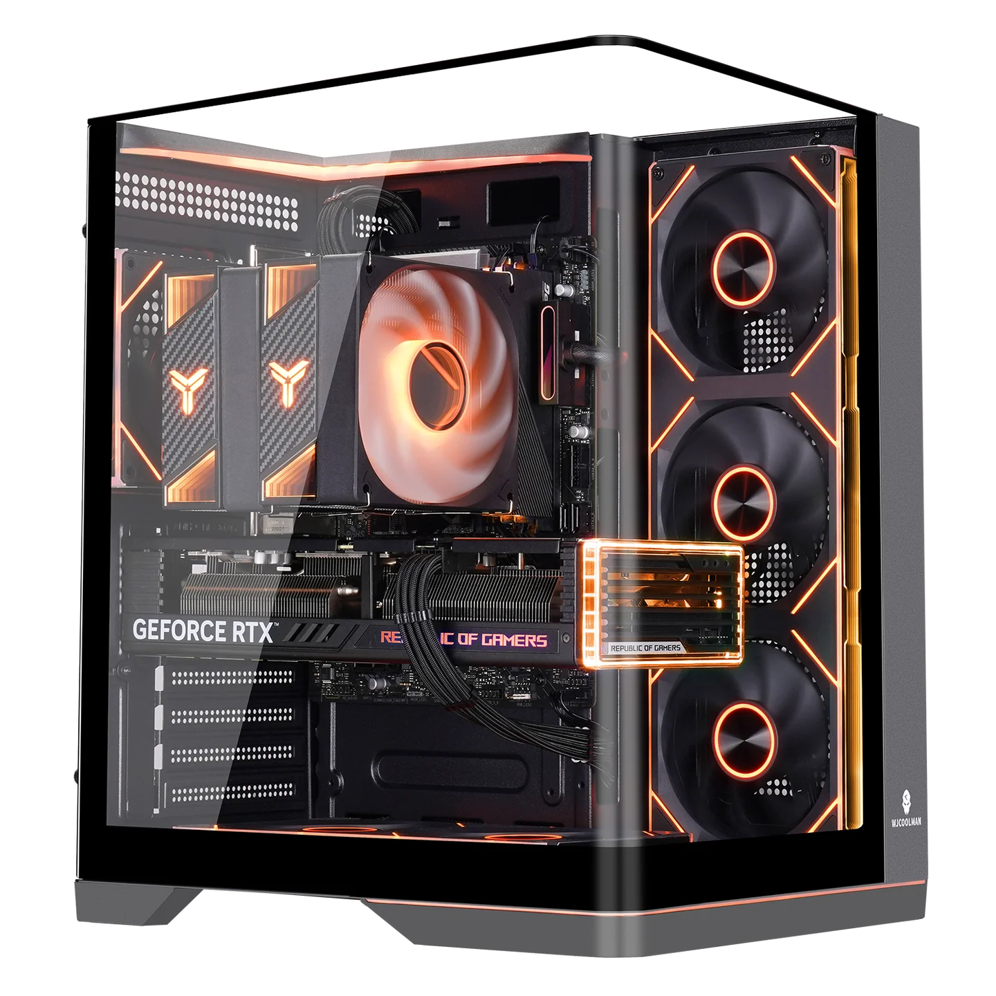 

WJCOOLMAN WENJIE ATX Integrated Curved Glass Sea View Computer Case with Three-Sided Side Glazing / ARGB Light Strip