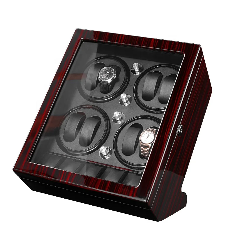 glass top automatic watch box winder black piano lacquered watches wooden organizer collection display automatic winder storage