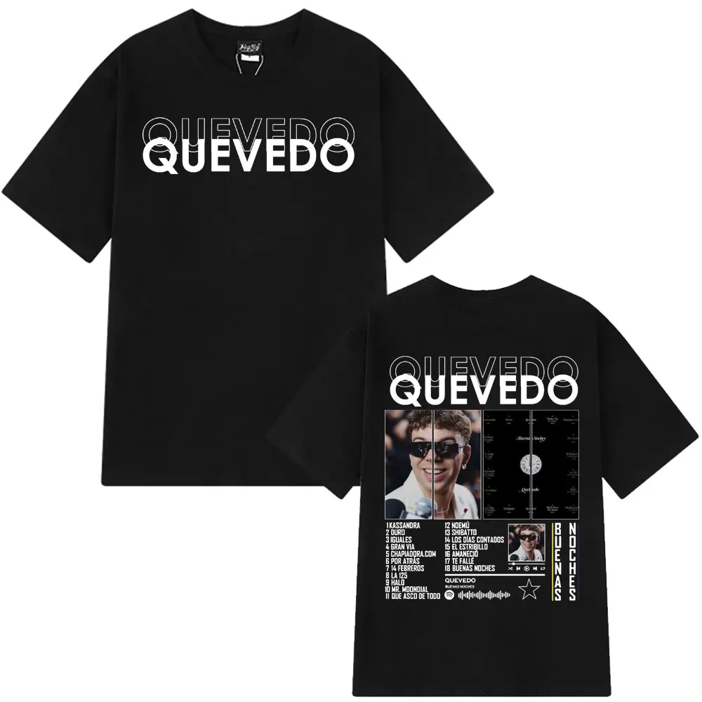 

Rapper QUEVEDO Buenas Noches T-shirt Men Women Design Fashion Clothes Summer Cotton Casual Oversized T-shirts Comfort Man Tees
