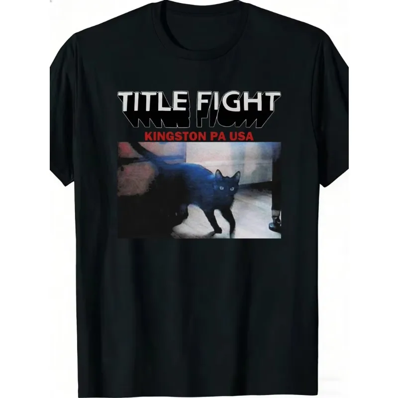 Men's Title Battle Kingston Pa Usa Black Cat Pattern T-shirt Printed Pattern, Suitable for Men and Women All Seasons