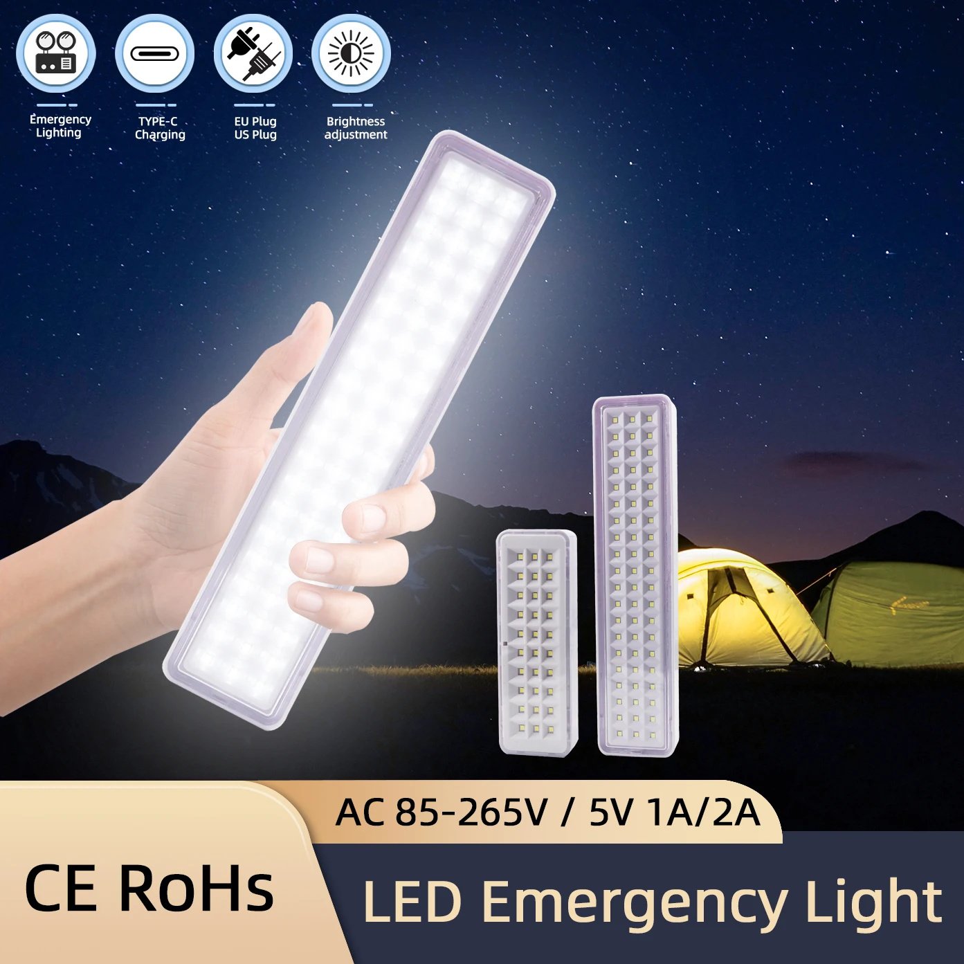 

30LED Emergency Fire Fighting Lamp Portable Emergency Evacuation Light Wall-mounted Smart Home LED Bulb Dimmable Camping Lights
