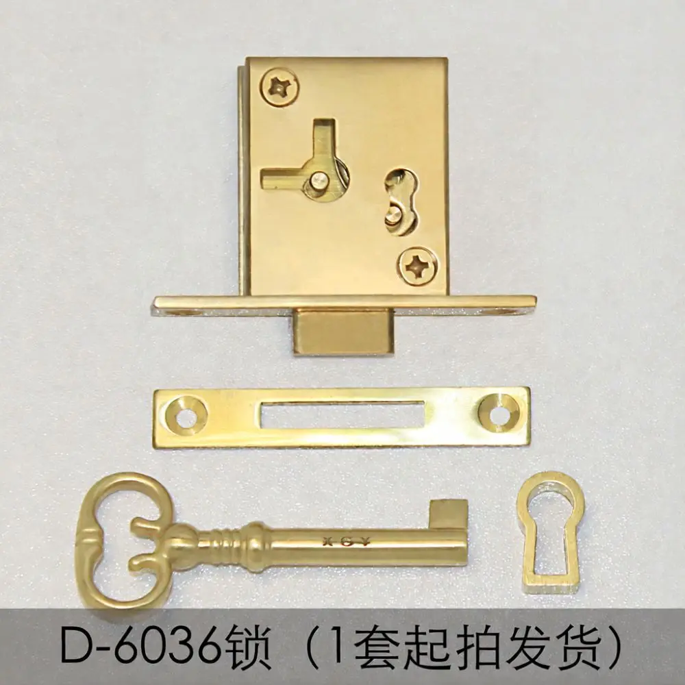 Traditional Chinese Style Copper Lock Retro Embedded Cabinet Hardware Antique Latch For Wooden Dresser Drawer And Chest