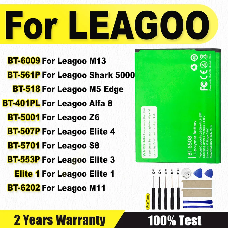 XDOU BT-5001 BT-5701 BT-518 BT-6009 BT-6202 BT-401P Battery For Leagoo Shark Alfa Elite 1 3 4 Z6 M5 8 S8 M11 M13 5000 Edge
