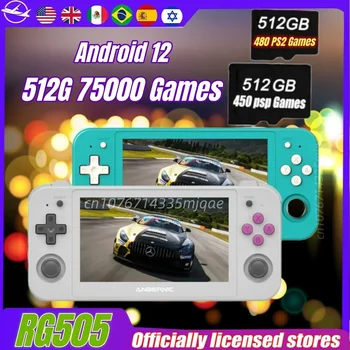 ANBERNIC RG505 Portable Video Handheld Game Console Android12 System T618 4.95 inch OLED Touch Screen Hall Joyctick 450 PSP Game