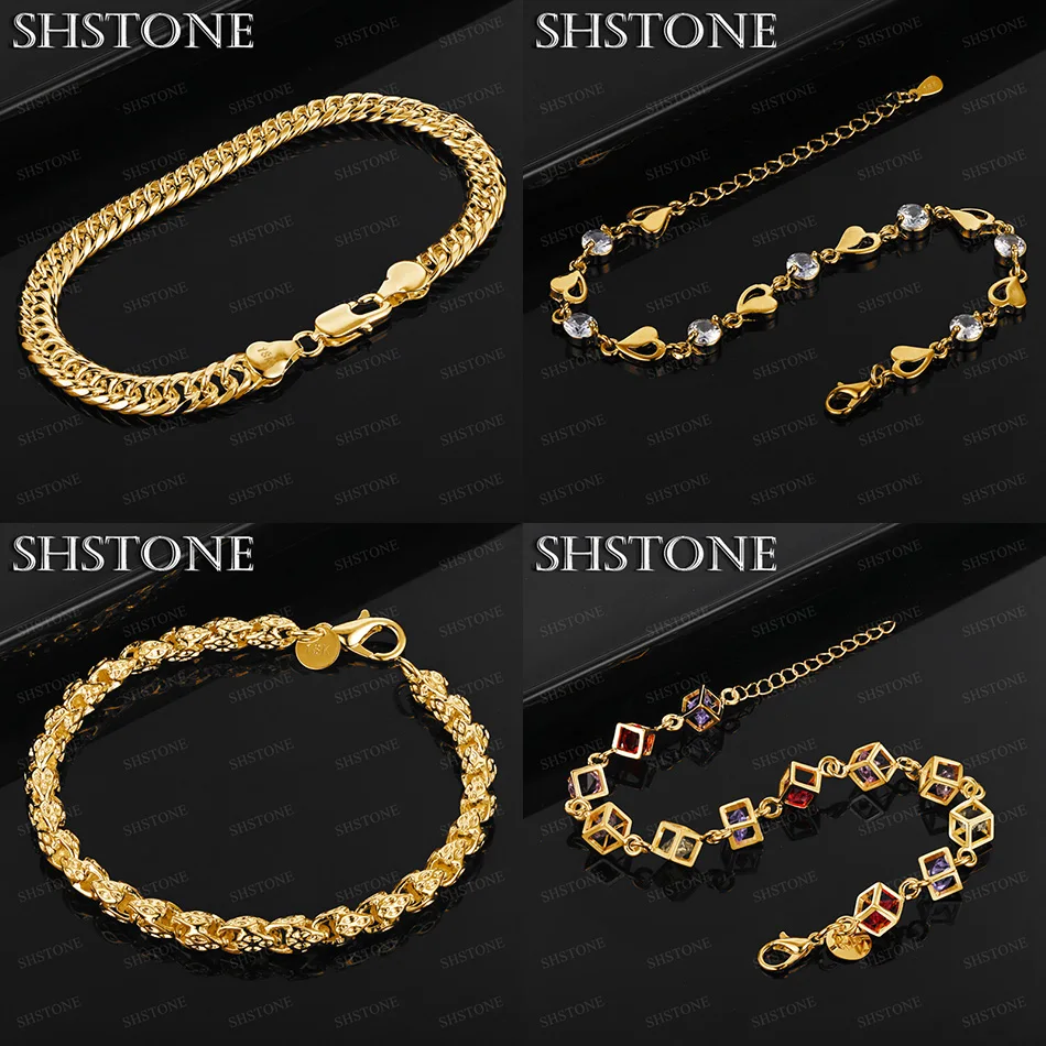 

High-Quality 18k Gold AAA Zircon Heart Square Geometric Bracelet Fashion Classic Jewelry Gift Men Wedding Party New Gift