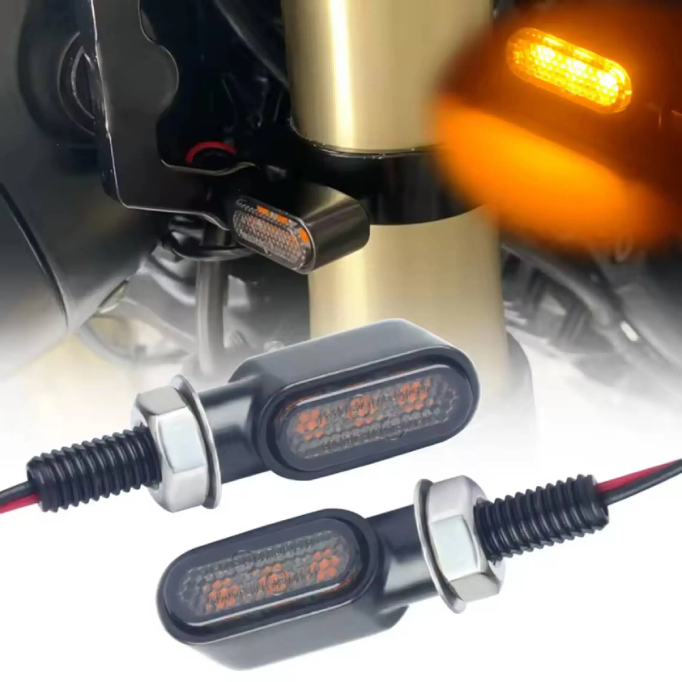 Luces Intermitentes para Motocicleta, Indicadores de Giro Ámbar, Lámpara Intermitente de 3 LED, 12V, para Kawasaki Yamaha Cafe Racer, 8mm, Clignotant Moto LED Mini