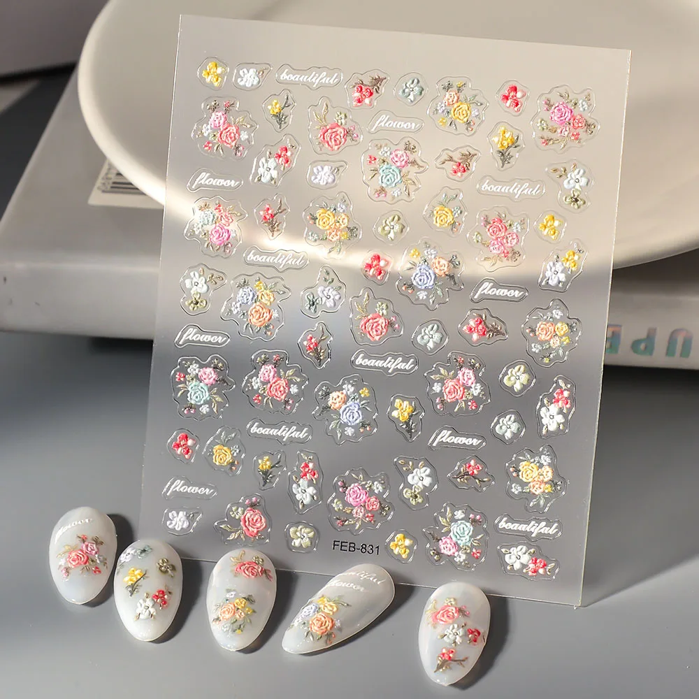 Flower Nail Sticker DIY Personalized Nail Art Stickers Design Decoration Elegant Nails Decals DIY Art Manicure FEB-831