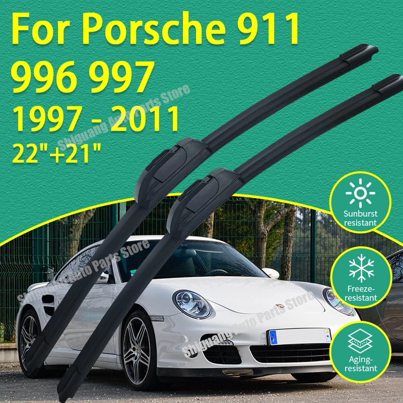 

Front Silicone Coating Wipers for Porsche 911 996 997 1997 - 2011 Car Wiper Windshield Windscreen Blades Accessories 1998 2000