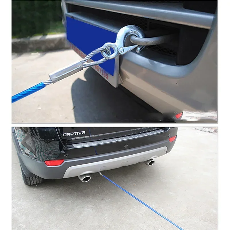 

6M 6 Tons Heavy Duty Car Tow Cable Towing Pull Rope Strap Hooks Van Road Recovery for Trailer Car Emergency Audi Benz Buick