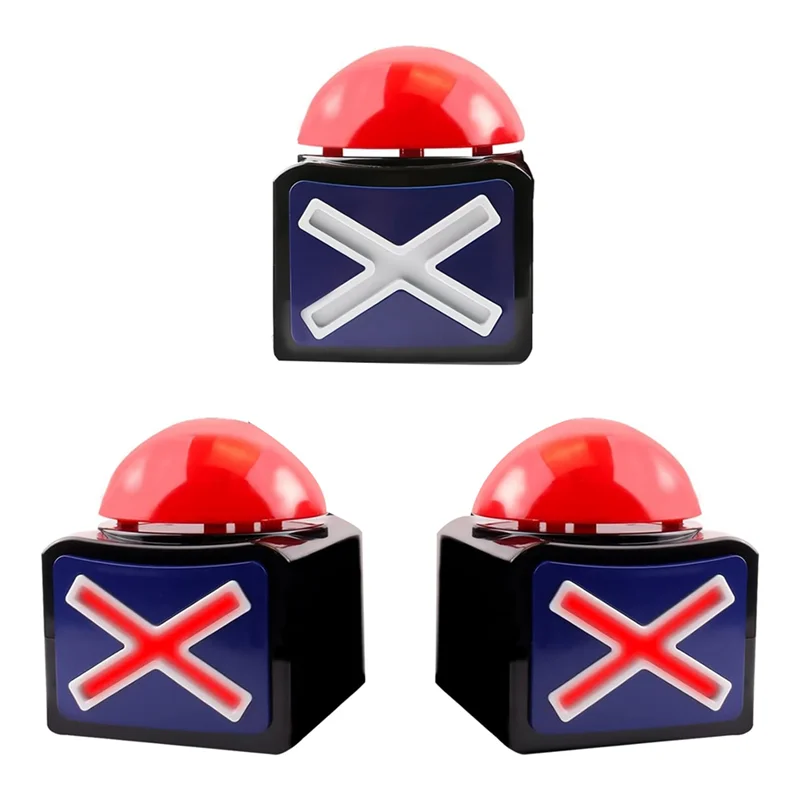 ABWE-3Pcs لعبة الإجابة الجرس، لعبة الطنان إنذار الصوت زر التشغيل مع ضوء Trivia Quiz Got Talent Buzzer Game Show