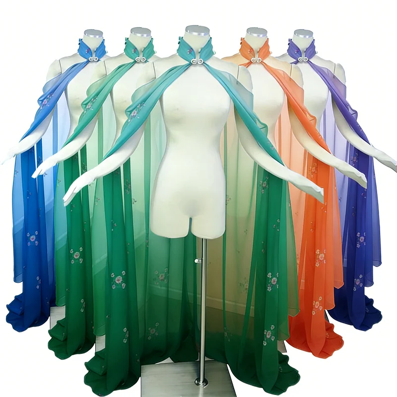 Halloween Halfter-Ponchos Chiffon-Umhang Bühnenauftritts-Outfits Damen Party Eleganter Langer Umhang Mittelalterliche Retro Cosplay Kostüme
