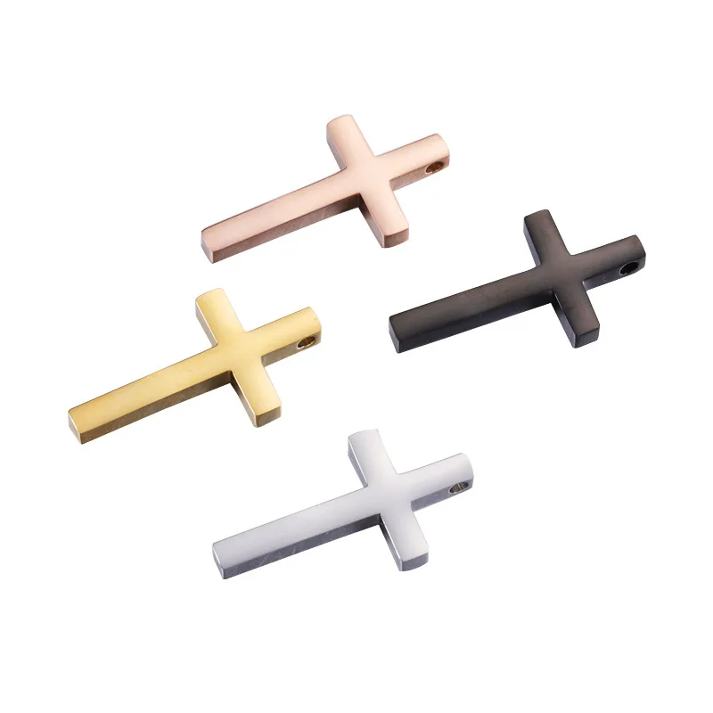 10Pcs/lot 31*17mm Novelty Cross Charms Mirror Polish Stainless Steel Charms For DIY Making Necklace Earrings Summer Jewelry