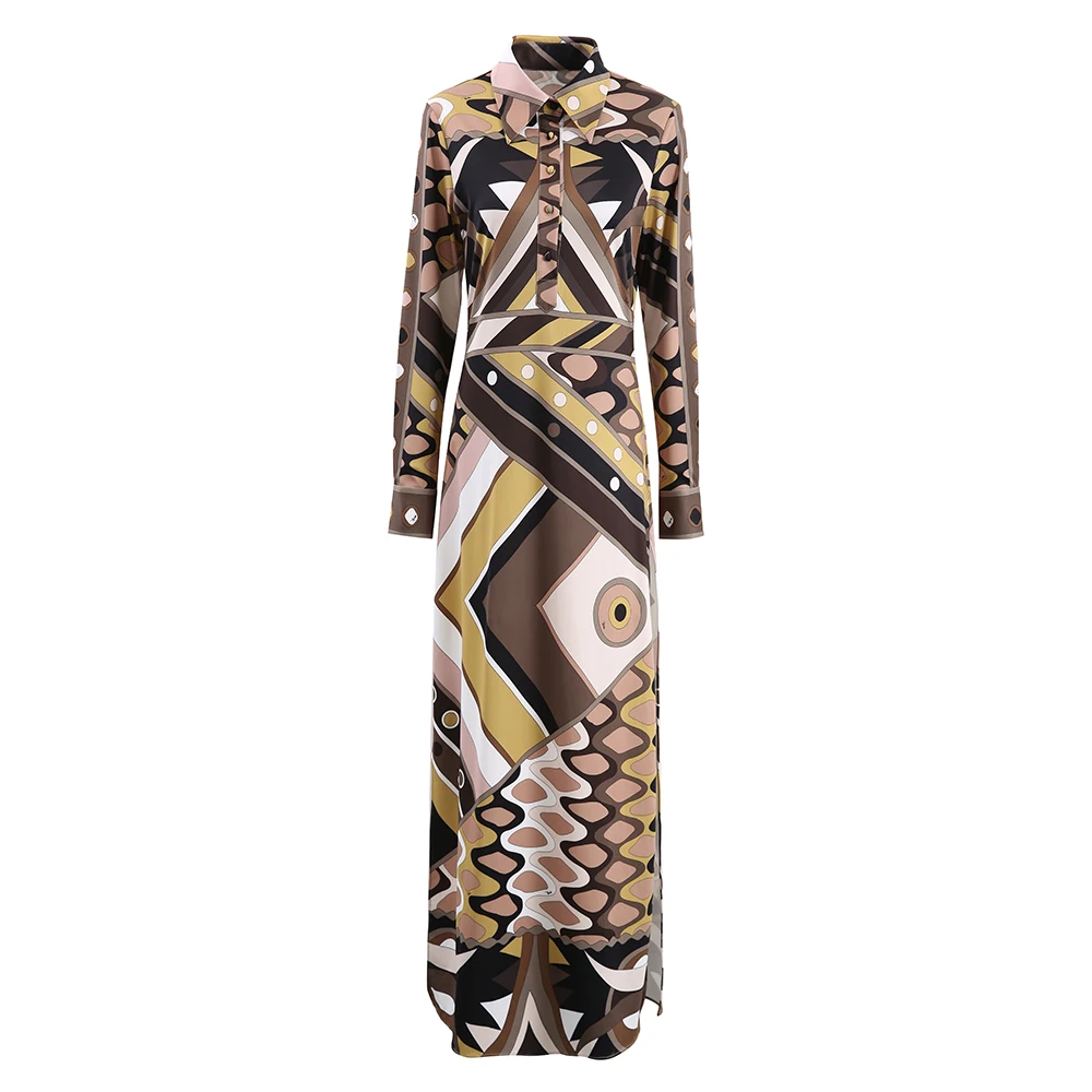 المرأة خمر فساتين أنيقة التلبيب كم طويل تنورة عالية الخصر 2025 ربيع الخريف فساتين راقية جديدة مزاجه الملابس