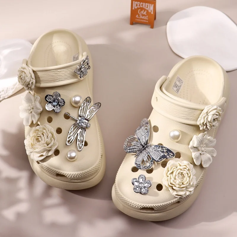 [Elegant Shoe Charms]Elegant DIY Removable Shoe Charms Set Silver dragonfly, butterfly Designs for Women's Perfect for xmas Gift