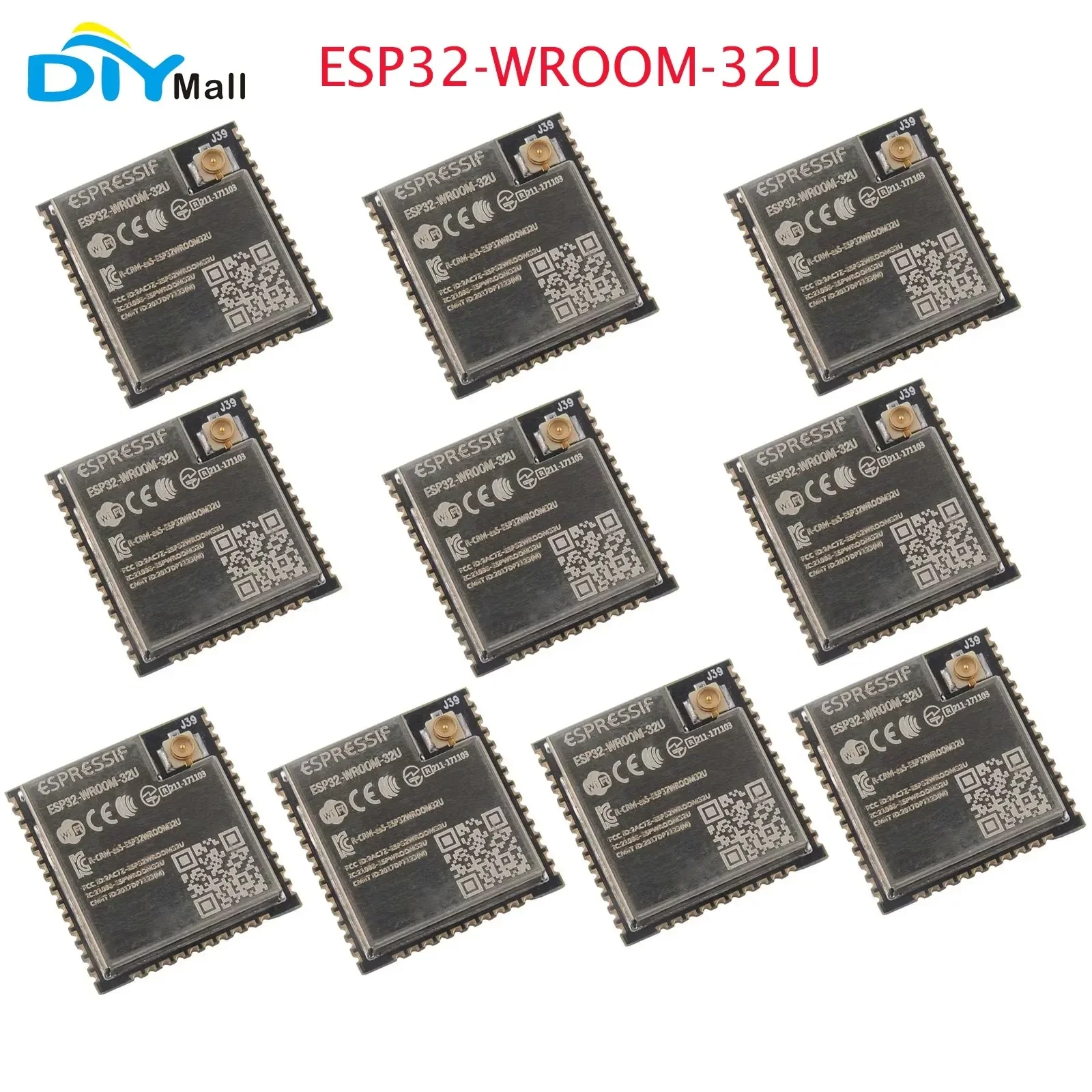 10Pcs/lot ESP32-WROOM-32U WiFi + BT + BLE ESP32 Module 4MB Flash Espressif Original for ESP32 ESP32S Development Board