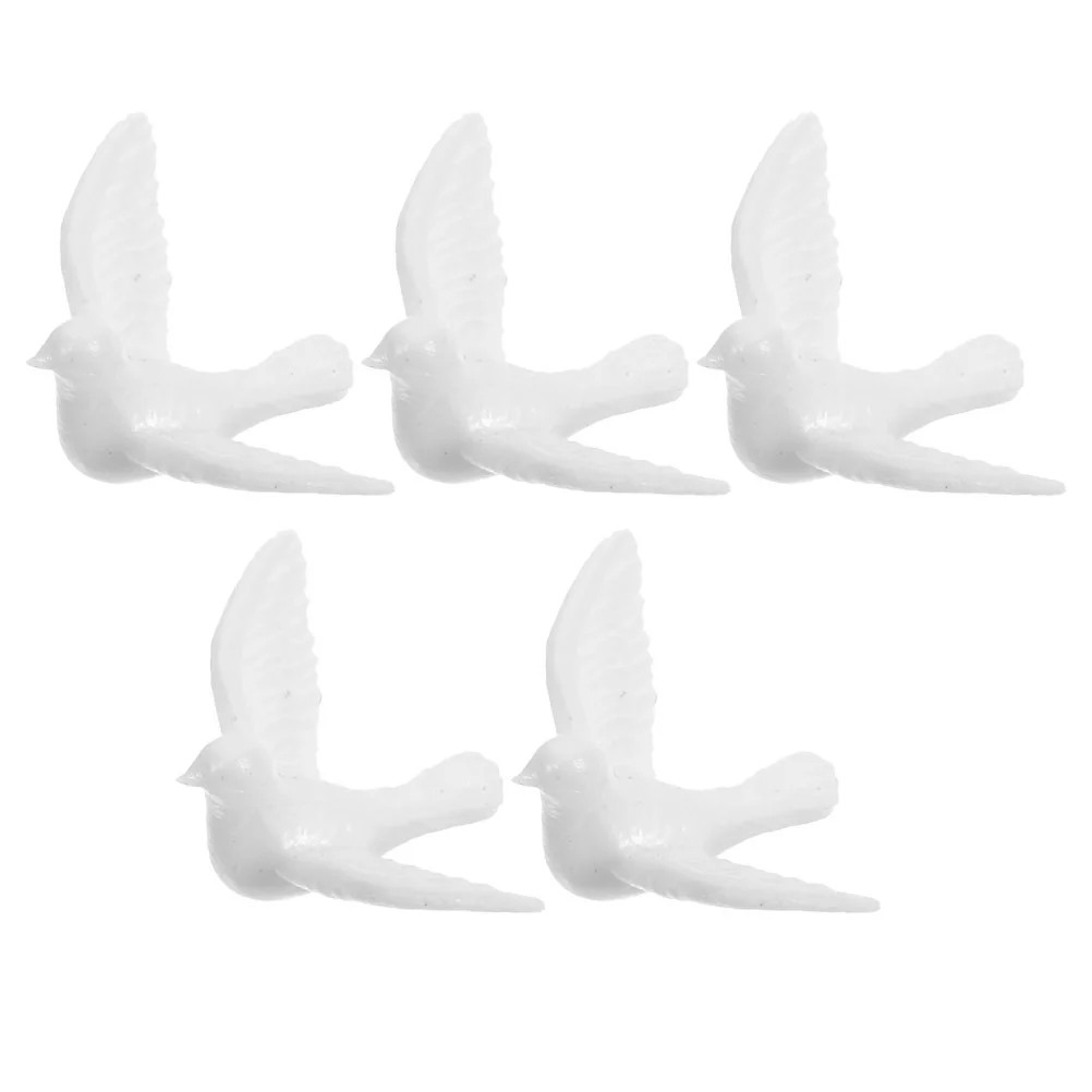 5 PCS Little White Pigeon Model Mini Figures Decor Toy Miniature Birds for Crafts Realistic Small Animal Figurines Things