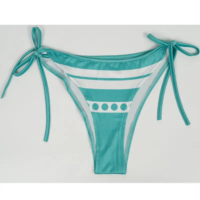 One Piece Cosplay Costume: Zoro-style Nami Yukata, Green and White Striped Sexy and Cute Bikini Swimsuit view 6