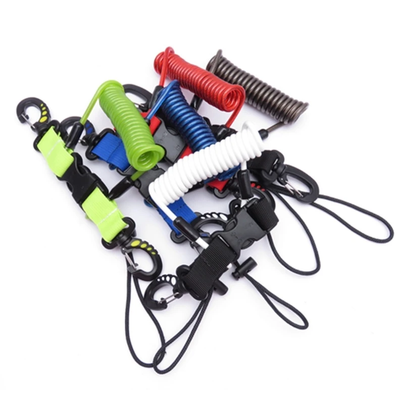 Scubas Diving Camera Anti-Lost Lanyard Strap Coiled Loss-Proof Spring Rope with Clip Quick Release Buckle for Underwater