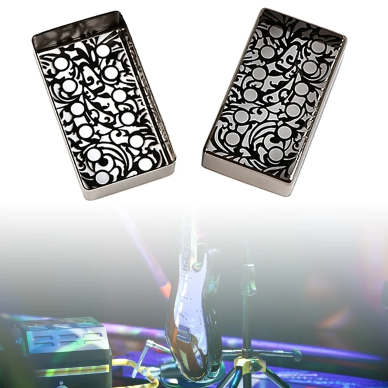 2Pcs Guitar Pickup Cover Engraved Flower Pickup Cover Metal Humbuckers Cover