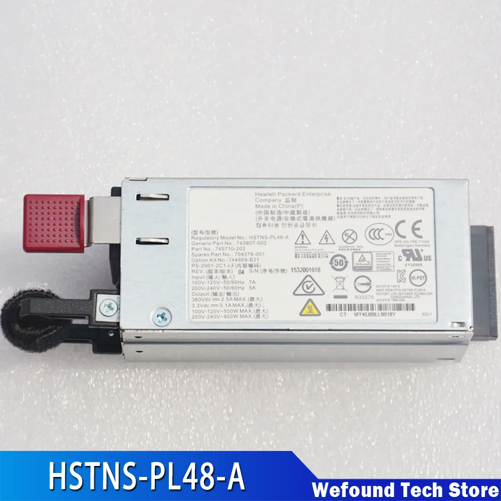 

For HP DL20 DL160 G9 Server Power Supply 754376-001 744689-B21 550W HSTNS-PL48-A