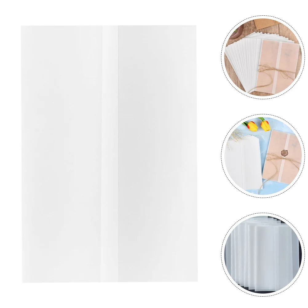 20pcs Transparent Paper Invitation Wraps Replacements Universal Wedding Card Jackets Folding Envelope Covers Multi-Use Paper