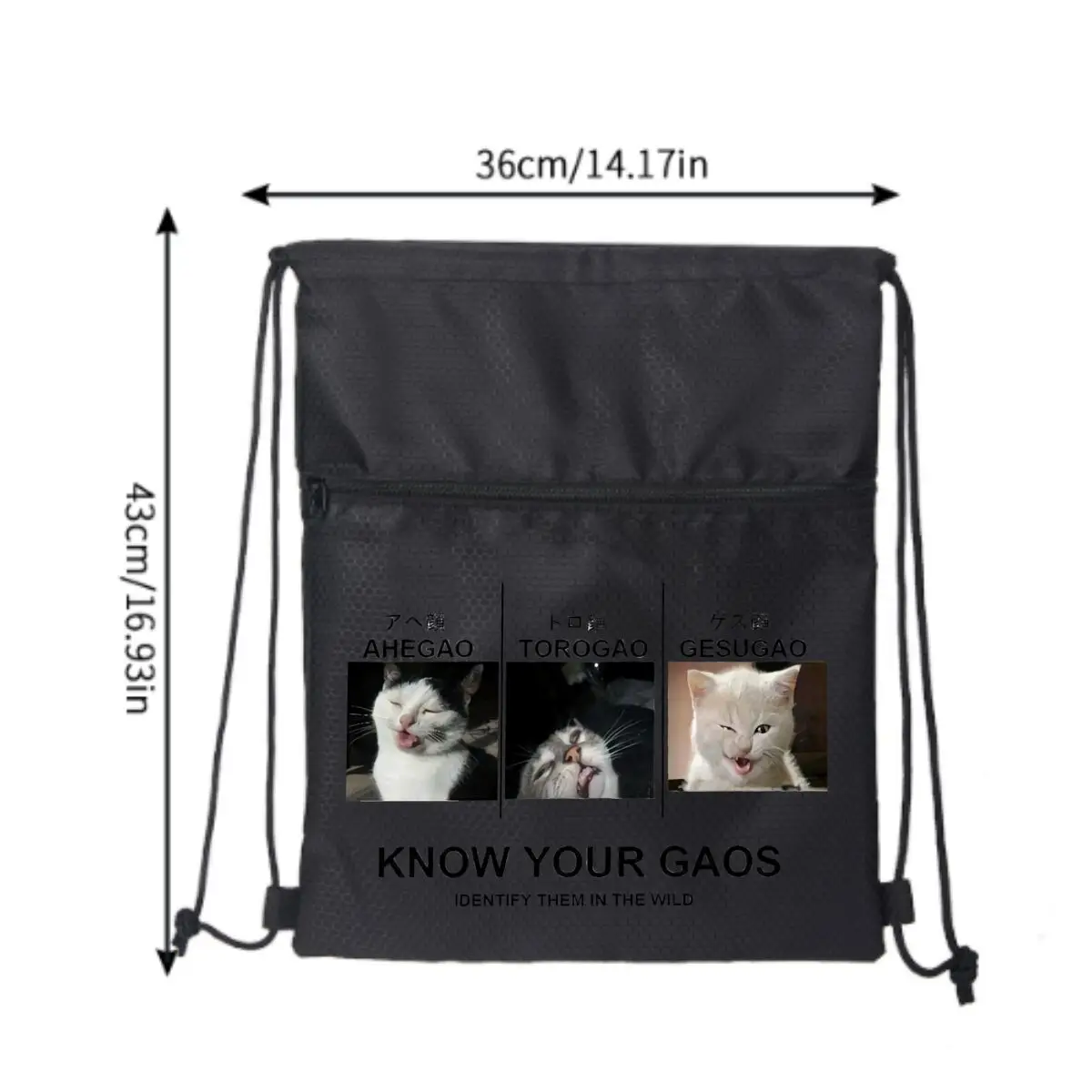 Know Your Gaos Identify Them In The Wild design with cat photos Essential Outdoor Drawstring Zipper Backpack