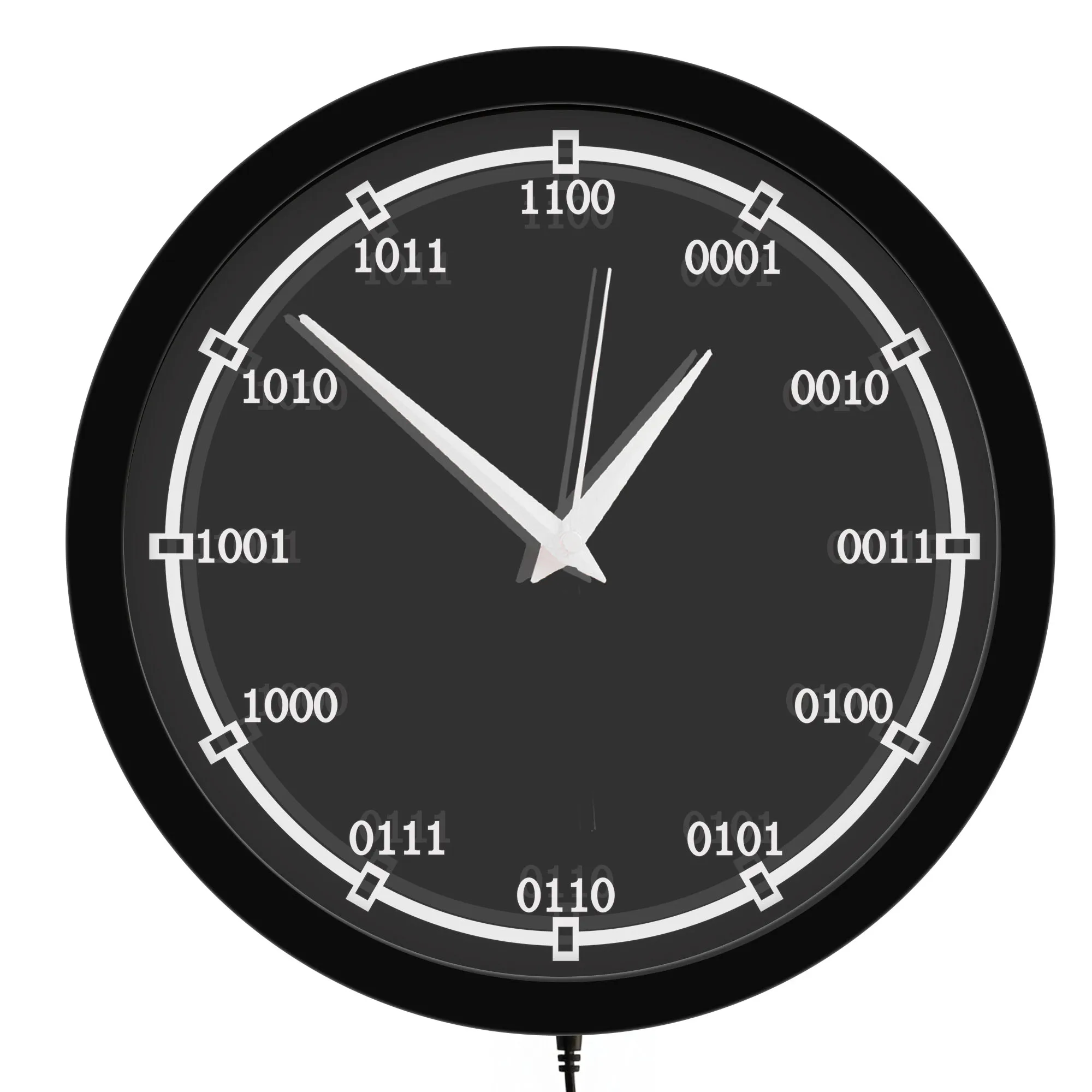 Binary Code LED Night Light Wall Clock for For Tech Office Programmer Glowing Neon Sign Illuminated Wall Clock IT Geek Gift Idea