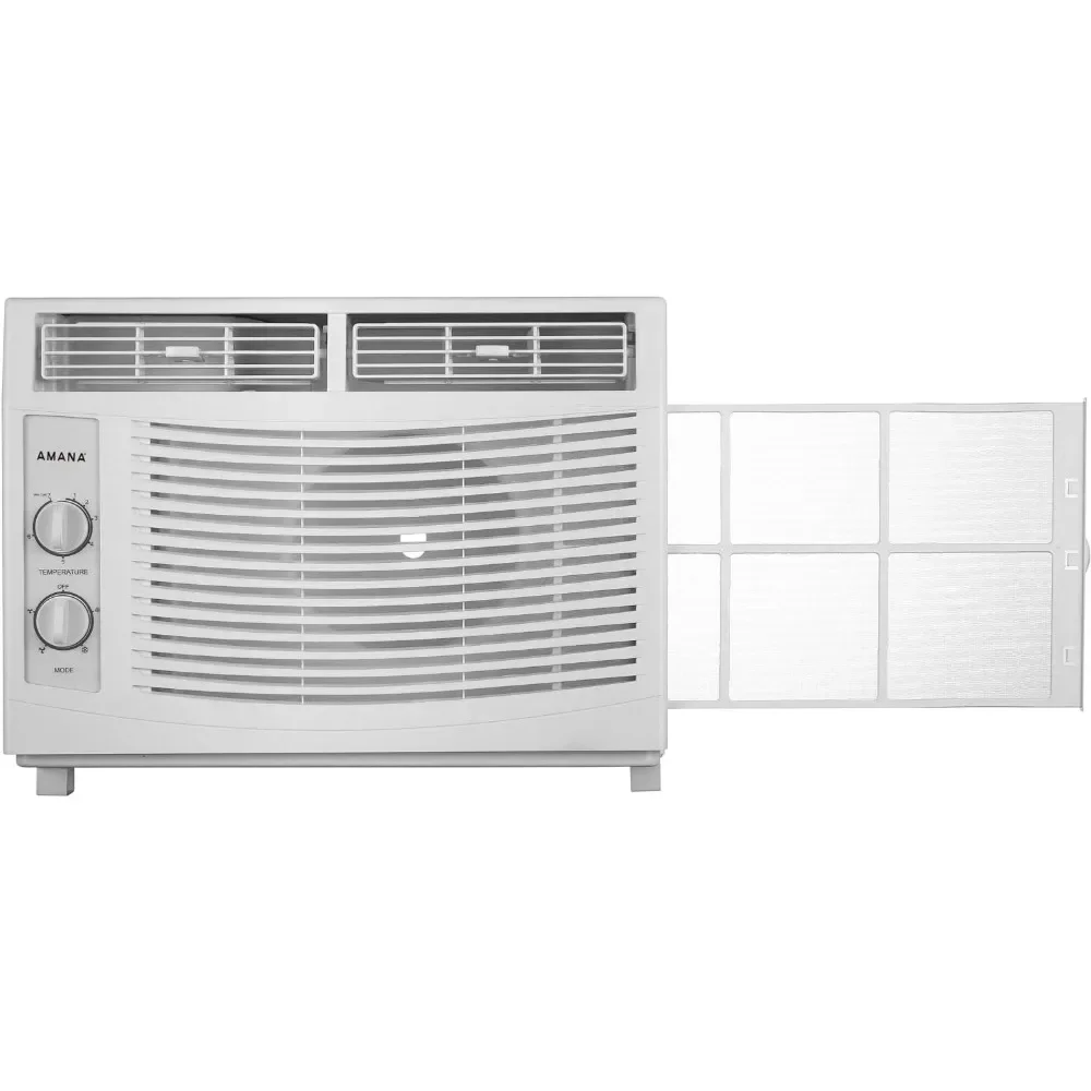 5,000 BTU Window Air Conditioner for Small Rooms Up To 150 Sq. Ft., Mechanical Controls, Auto Shutoff, Washable Filter