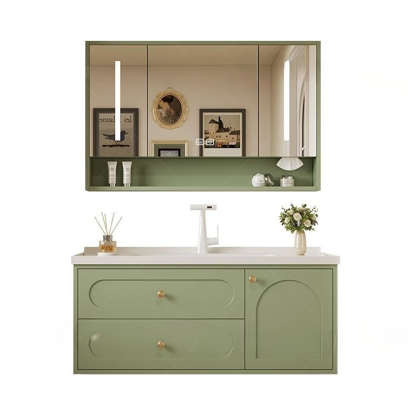 

Modern Oak Simple Bathroom Cabinet Combination Toilet Smart Slate Seamless Washbasin Washbasin Washbasin