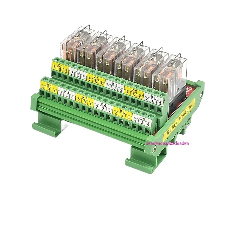 DIN Rail Mount 6 channels 5A DPDT Relay Module 2 NO+2 NC Original  G2R-2  DC12v relay 24V PLC Signal Isolation Amplifier