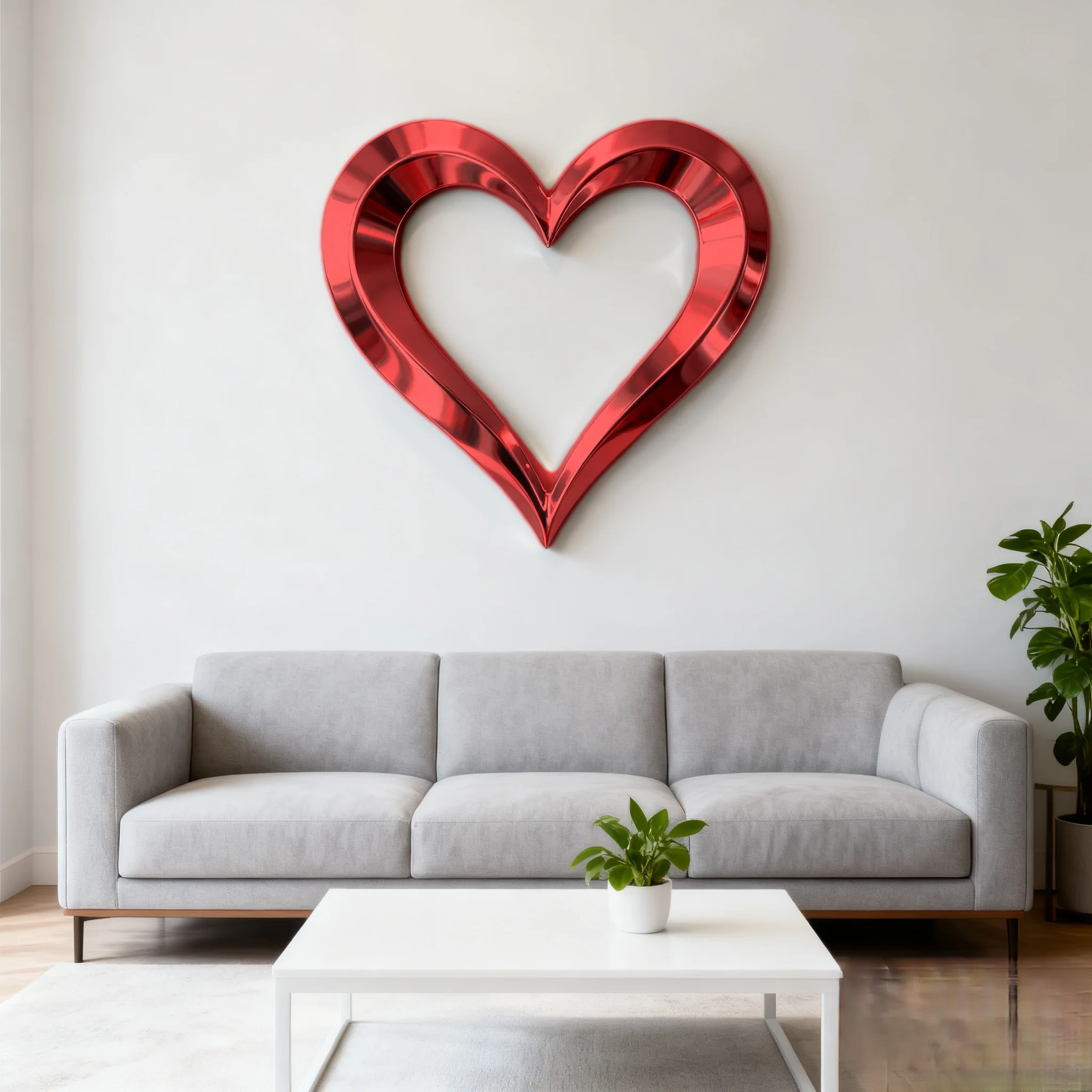 Heart Wall Decoration， Mirror-Finish Metal Art, Elegant Focal Point for Living Room, Bedroom & Contemporary Interiors