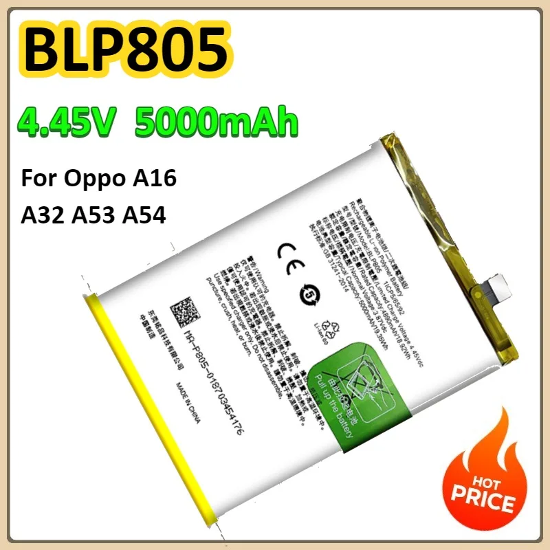 

5000mAh Lithium Battery BLP805 for OPPO A16 A32 A53 A54 CPH2269PDVMO0 CPH2127 CPH2131 CPH2239 Replacement Phone Battery 4.45V