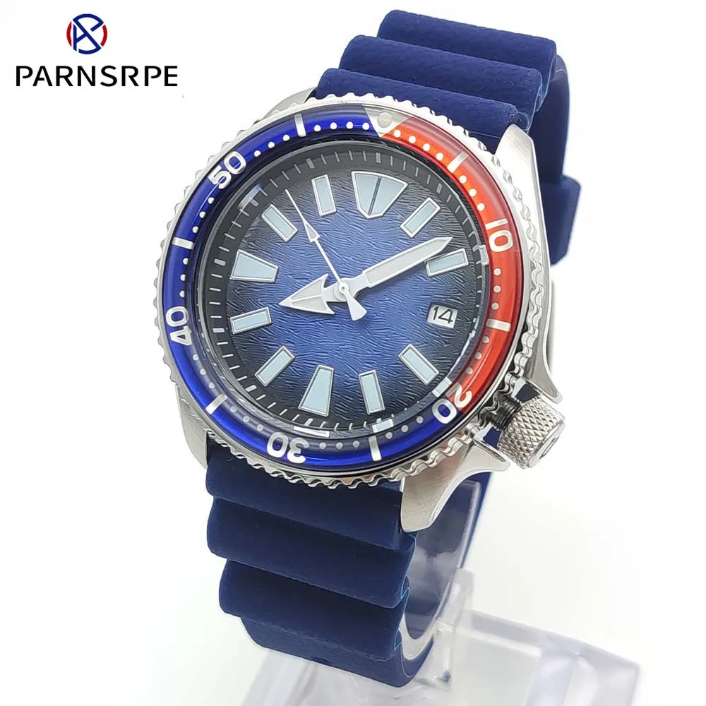 

New Men's Casual Sport Fashion Watch, NH35 Movement, Sapphire, Rubber Strap, Blue Watch, Unidirectional Rotating Bezel