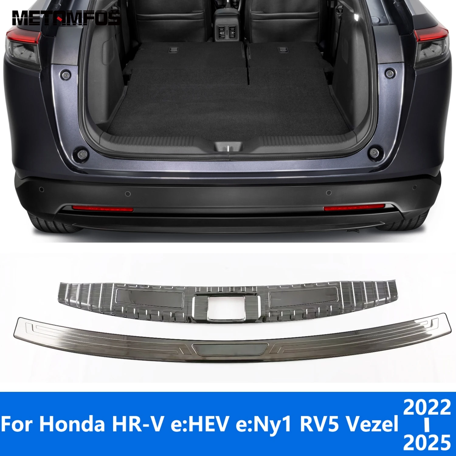

Accessories For Honda HR-V e:HEV e:Ny1 RV5 Vezel 2022-2024 2025 Rear Trunk Bumper Foot Plate Tail Door Sill Scuff Guard Plate